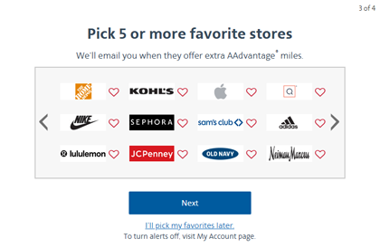 Pick 5 or more favorite stores