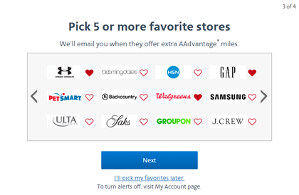 Pick 5 or more favorite stores