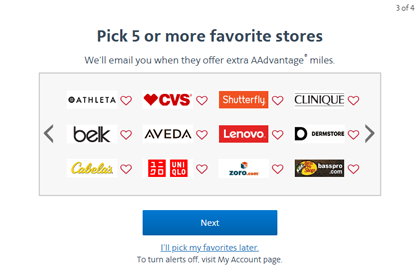 Pick 5 or more favorite stores