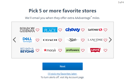 Pick 5 or more favorite stores