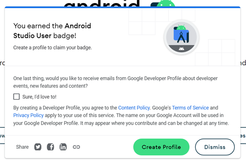 You earned the Android Studio User Badge!