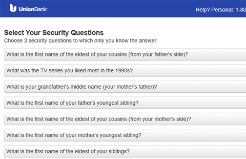 Select Your Security Questions