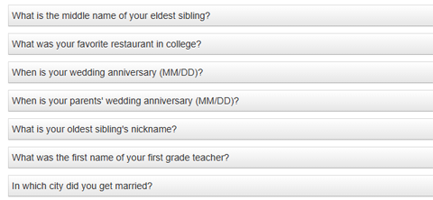 Select Your Security Questions