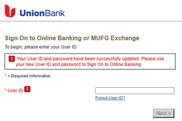 Sign On to Online Banking or MUFG Exchange