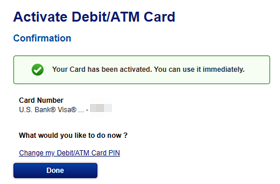 Activate Debit/ATM Card
